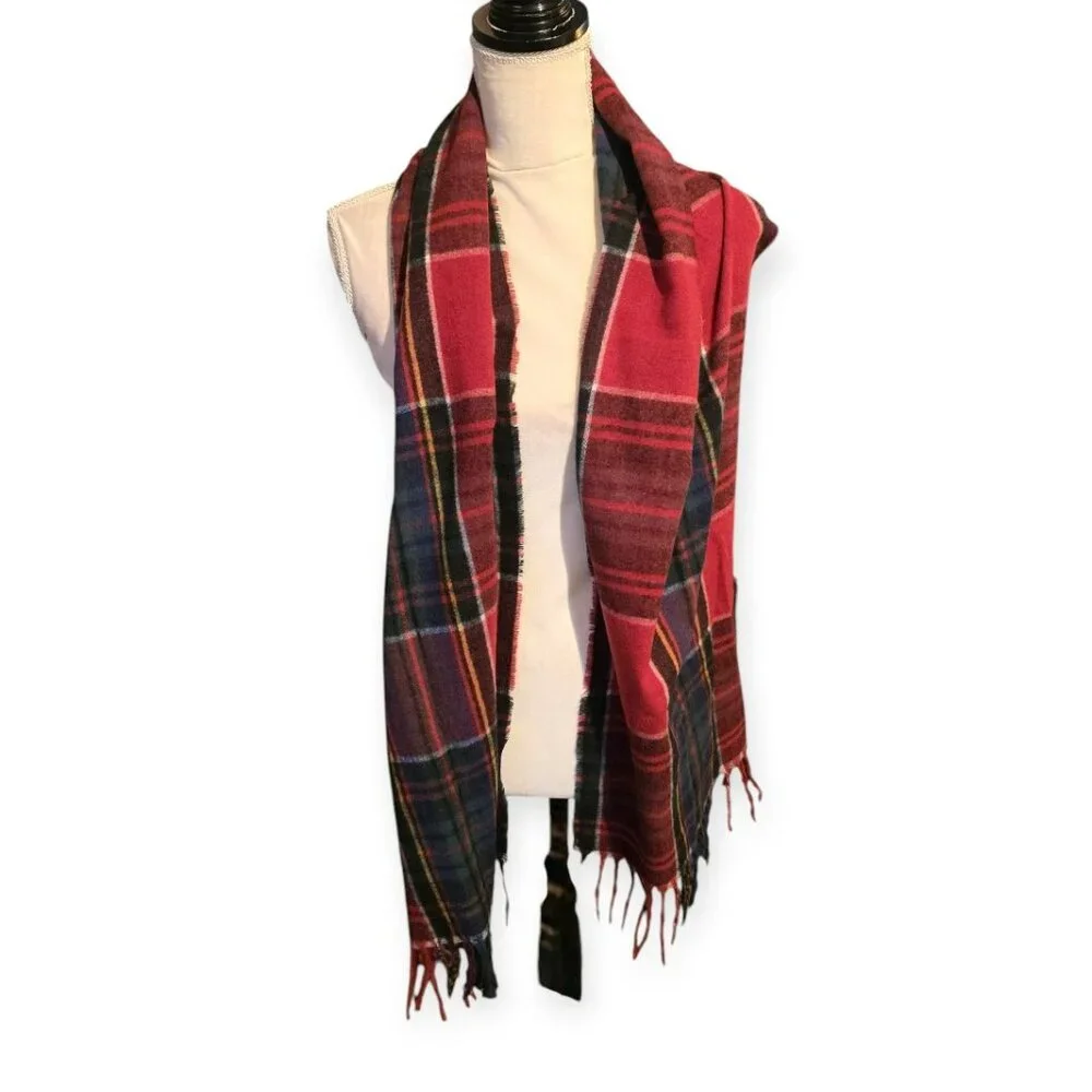 Style‎ & Cp Red and Black Plaid Tartan Scarf - NWOT